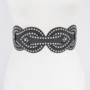 Faux Leather Metal Studded Elastic Belt